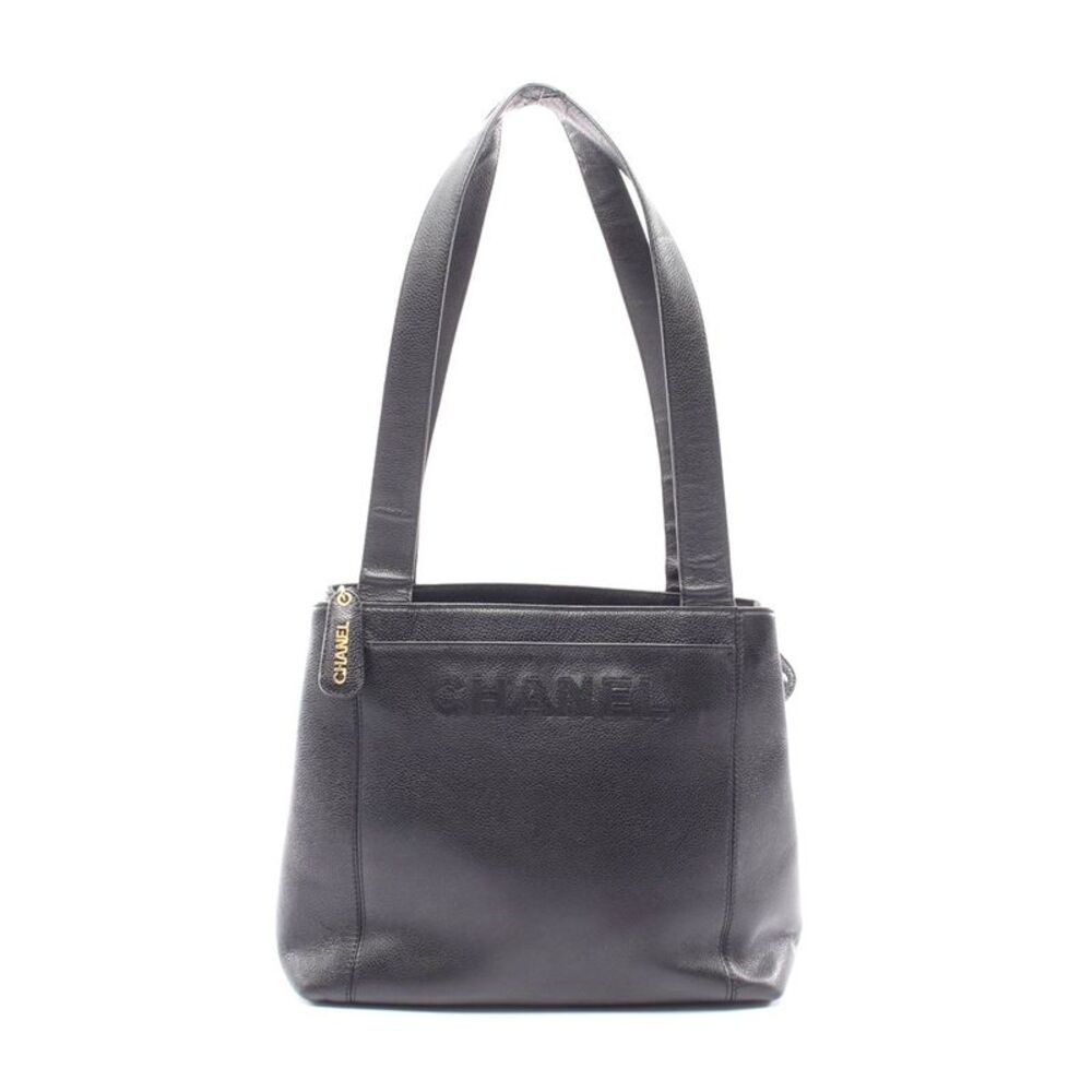 Chanel Logo Embroidered Tote Bag Black